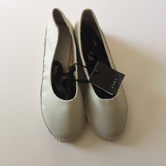 NWT Zara Leather Lace-Up Espadrilles - Picture 3 of 8